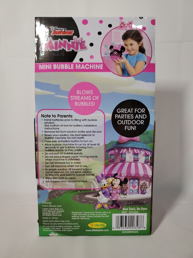 Disney Junior Minnie Mouse Bubble Machine Bubble Blower with 2 oz Bubbles