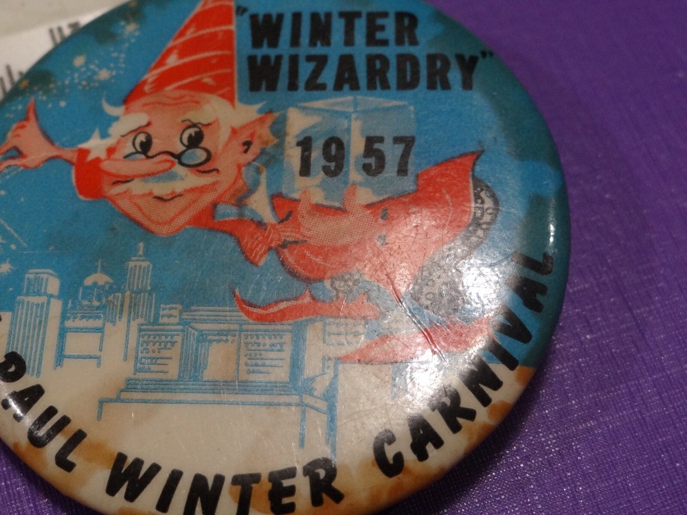 '57 St. Paul Winter Carnival "WINTER WIZARDRY" Button Pin