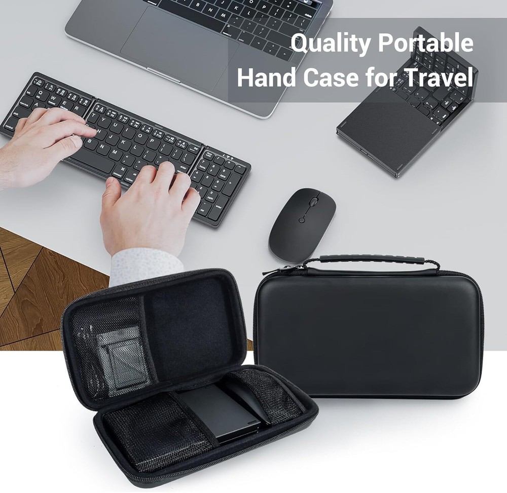 Portable Foldable Rechargeable Travel Bluetooth Keyboard and Mouse Black