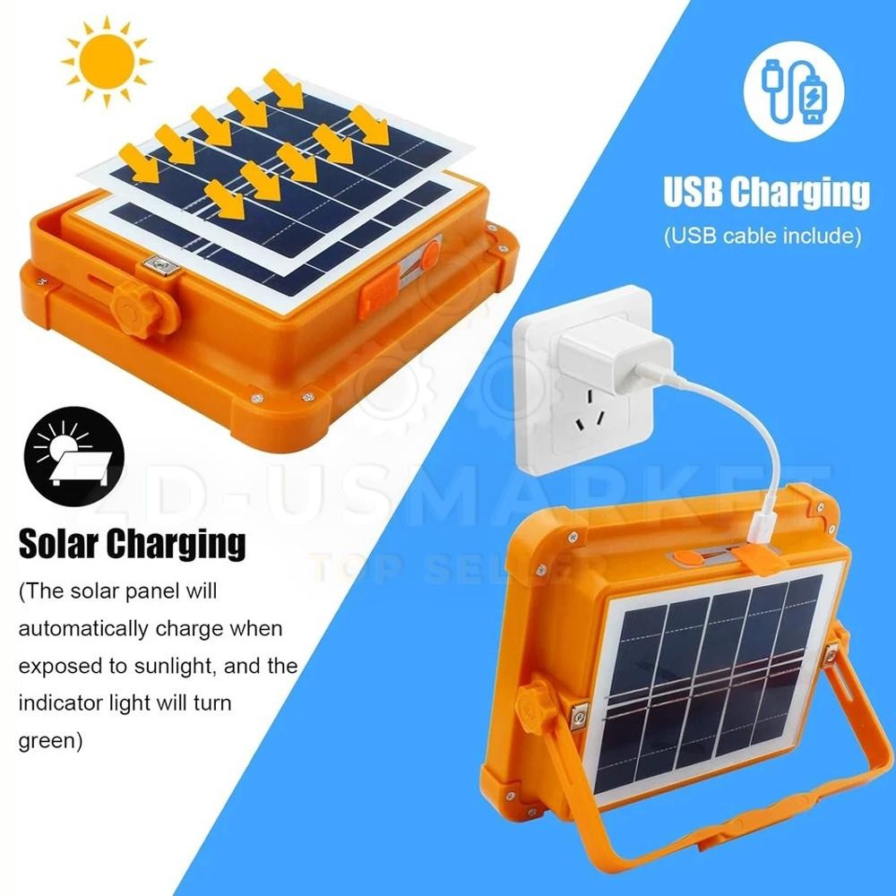 Portable LED Solar Rechargeable Work Light Outdoor Camping Security Light US