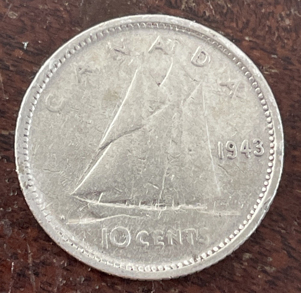 CANADA 1943 10 CENTS SILVER VERY NICE CONDITION L90
