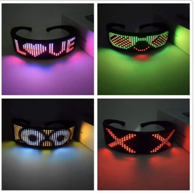 LED Customizable Bluetooth Glasses, APP Control LED Display Smart Glasses
