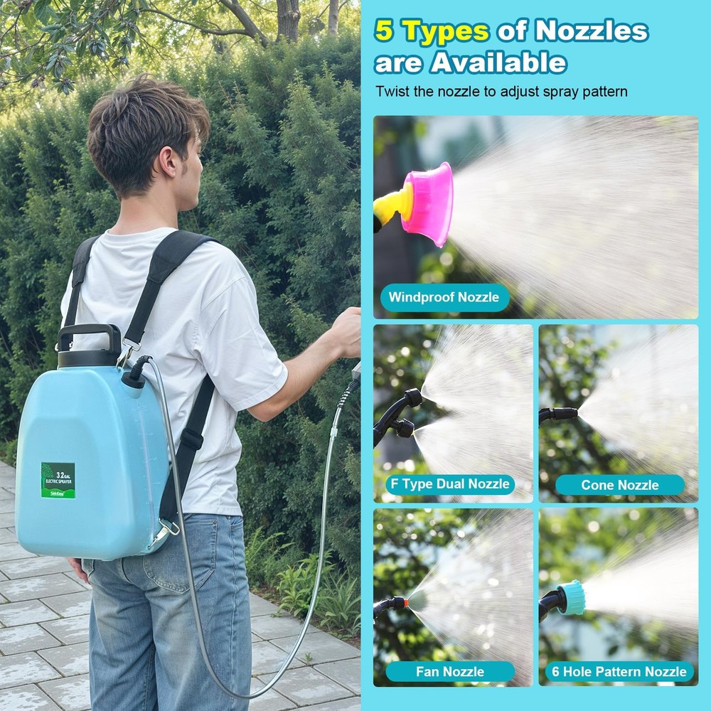 3.2 Gallon Battery Powered Backpack Sprayer, Upgraded Electric Back Pack Spra...