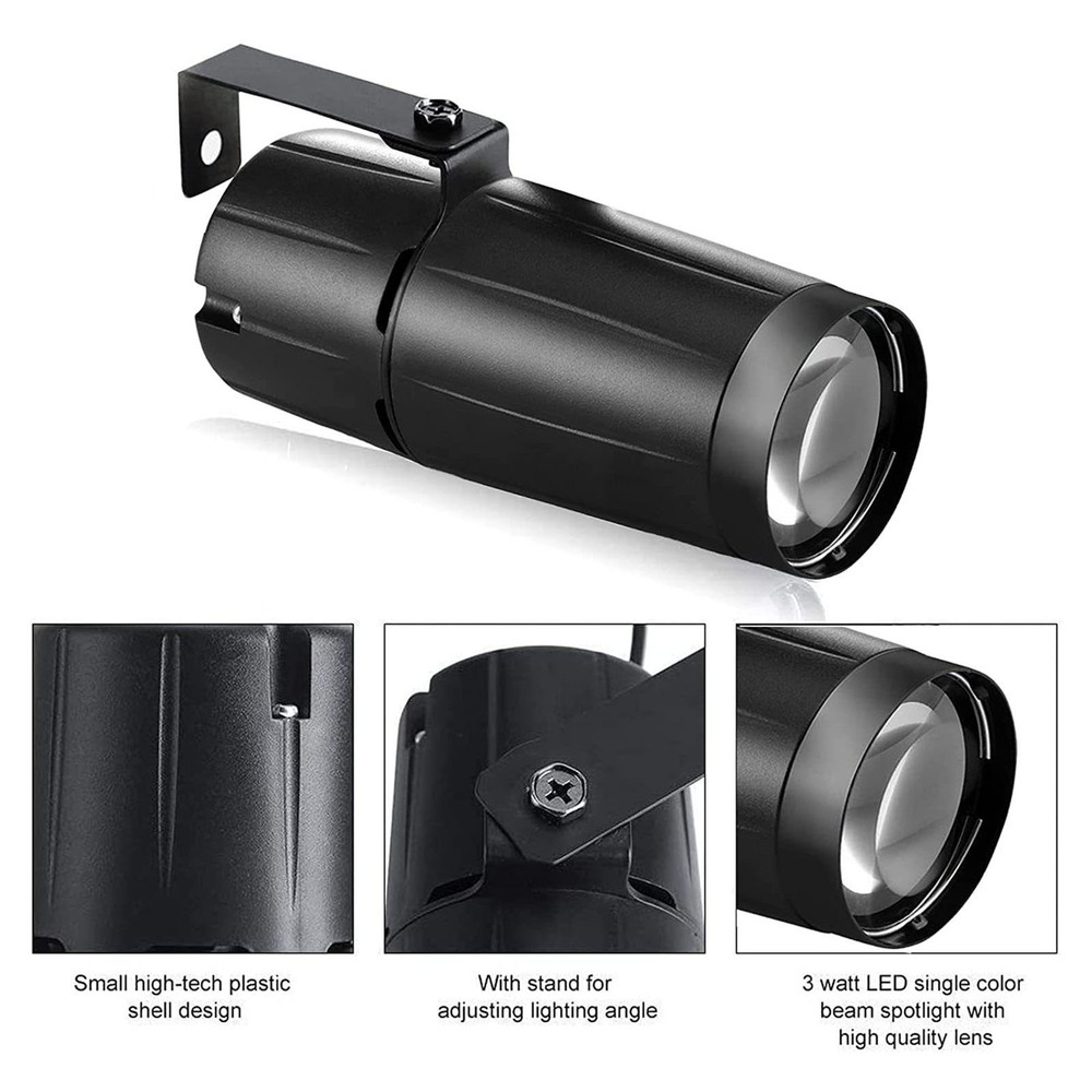 LED Stage Spot Light 3W White With Adjustable Bracket For Disco