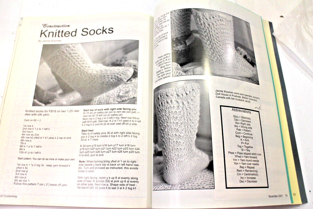 Doll Costuming with Patterns November 2001