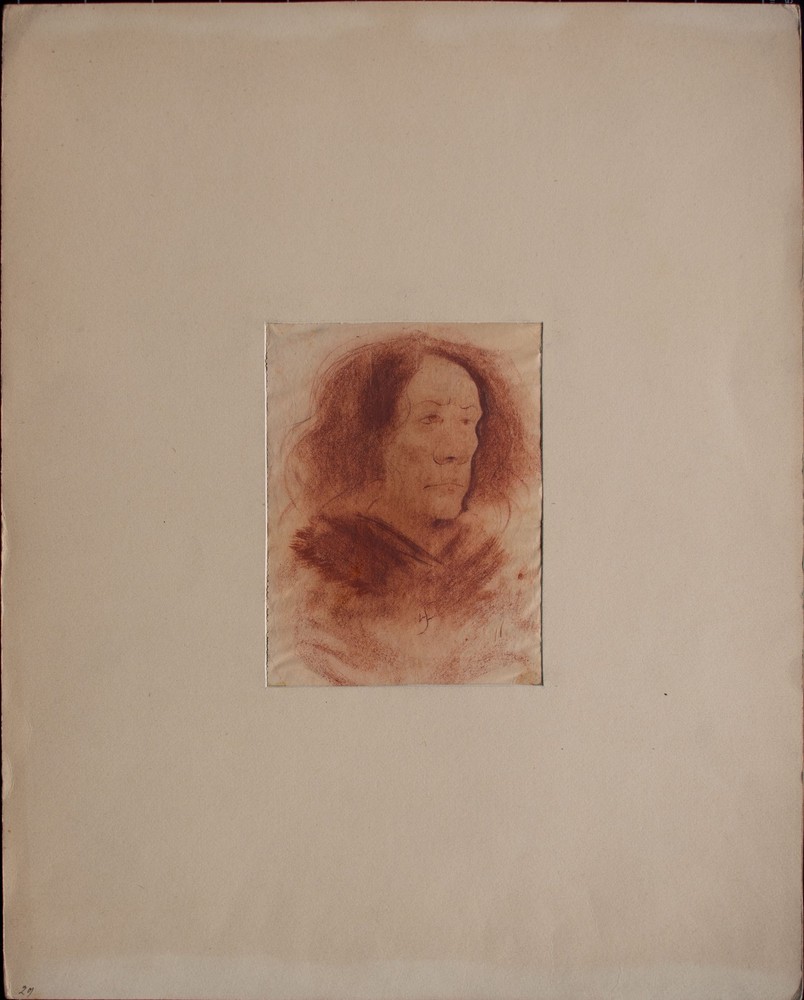 Willi Schmid male head study Munich Secession monogram blush drawing