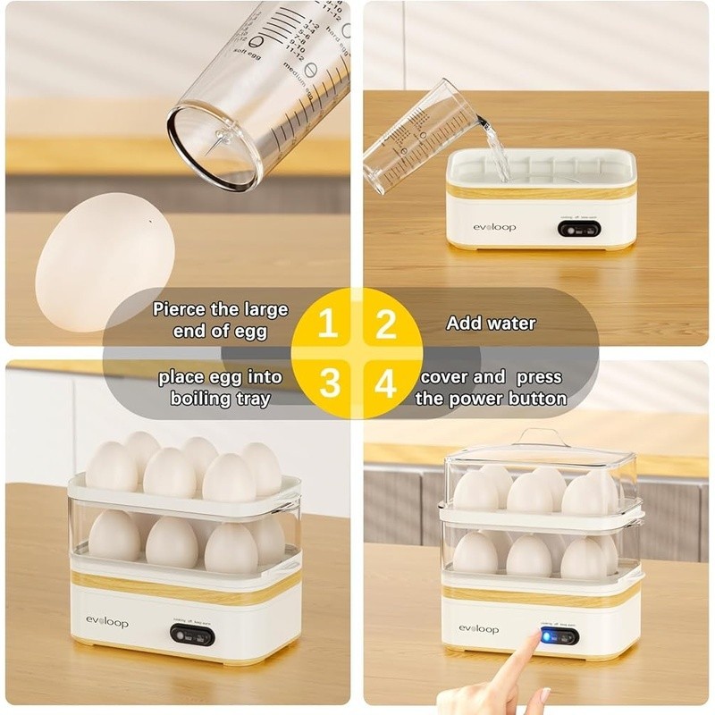 Multi Functional Stackable Egg Cooker Rapid Boil Poach Omelet Easy Clean New