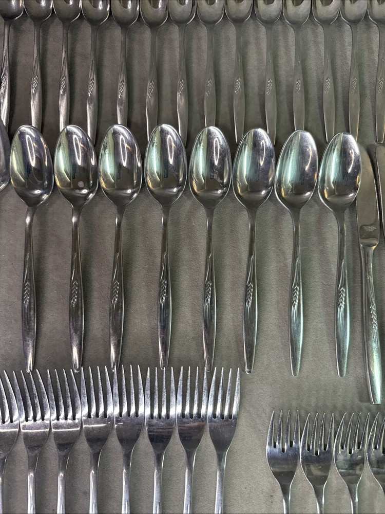 Prudential Stainless “Wheat Sprig” Design Flatware Japan 52 Piece Set