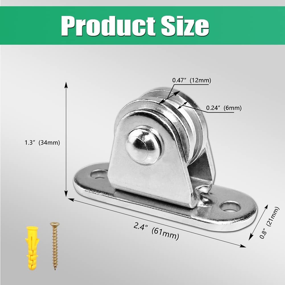 4PCS Small Pulley Block Silent Wall Ceiling Mount Pulley with Bearing Fixed Pull