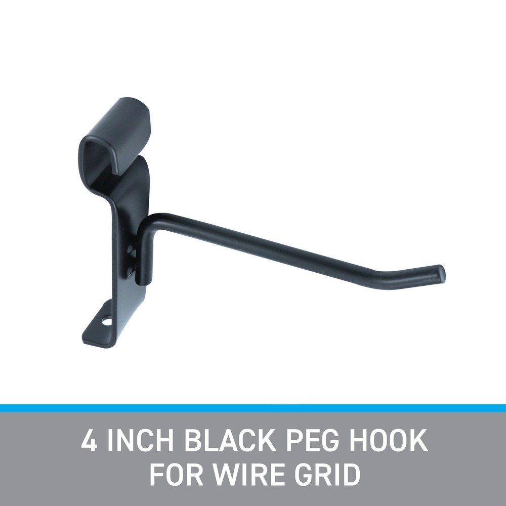 4 inch Black Peg Hook for Wire Grid - 25 Pack