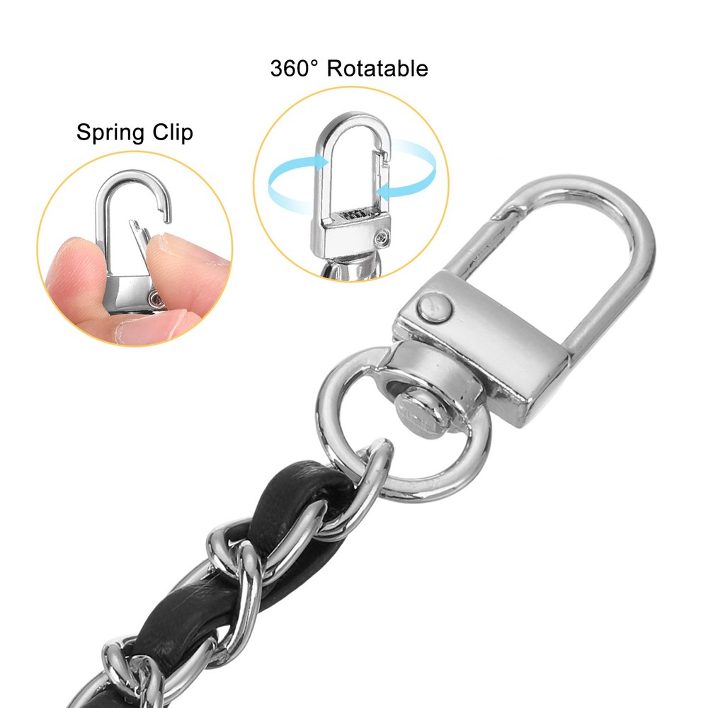 Purse Chain Strap, 53 Inch Adjustable Chains Strap Black/Silver