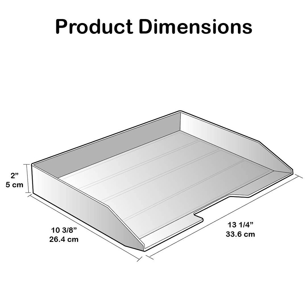 Stackable Letter Tray Single Side Load, Plastic, Desktop File Organizer (Clea...