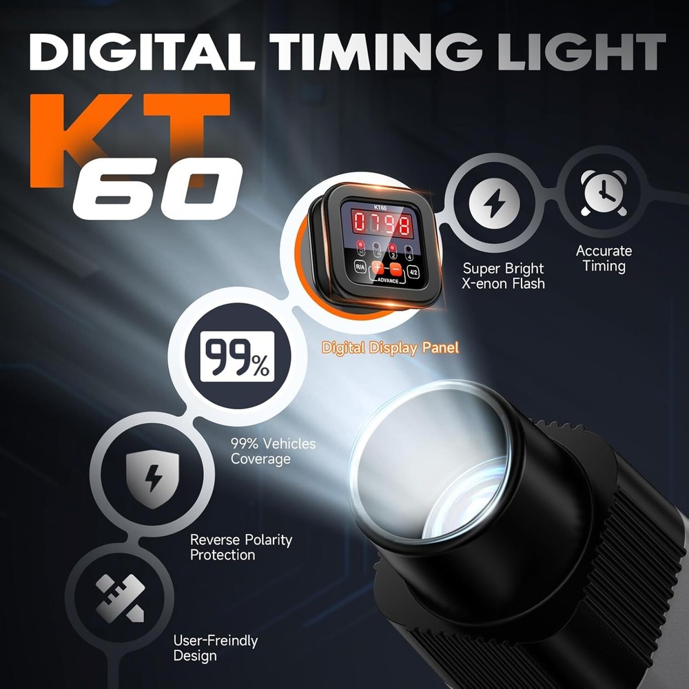 KZYEE KT60 Digital Engine Timing Gun Ignition Timing Strobe Light Inductive