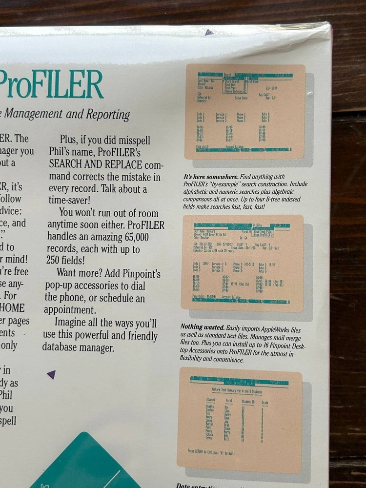 Pinpoint ProFILER Database Manager and Report Generator for Apple Macintosh