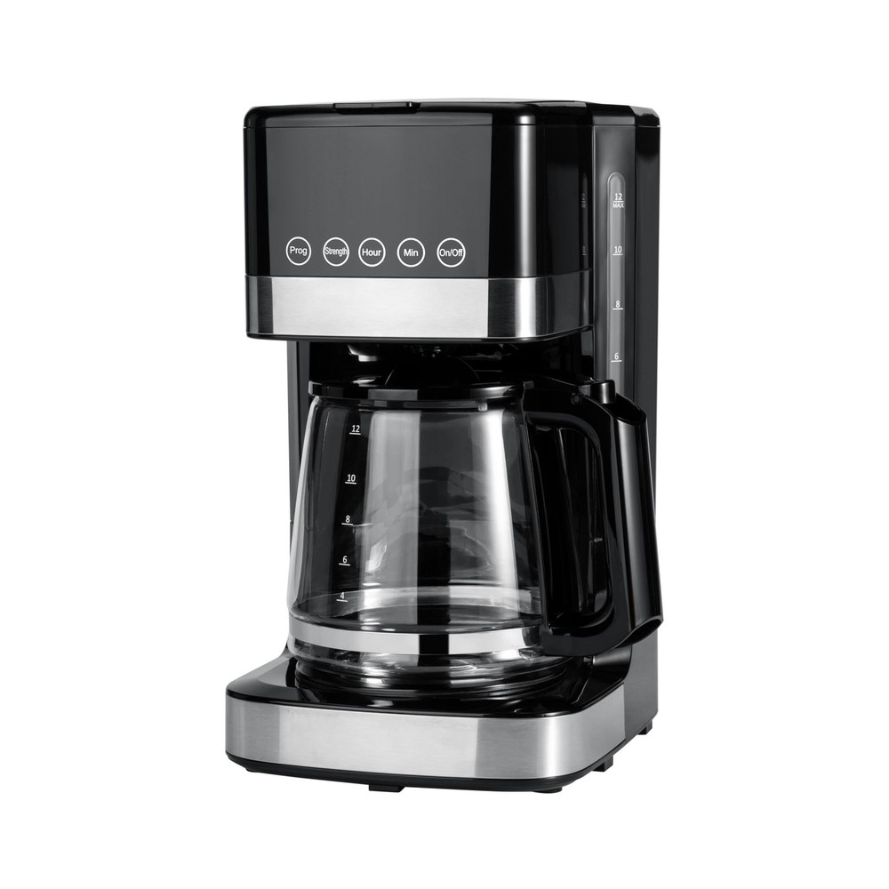 Amazon Basics Programmable 12 Cup Drip Coffee Maker, 12-Cup, Black & Silver