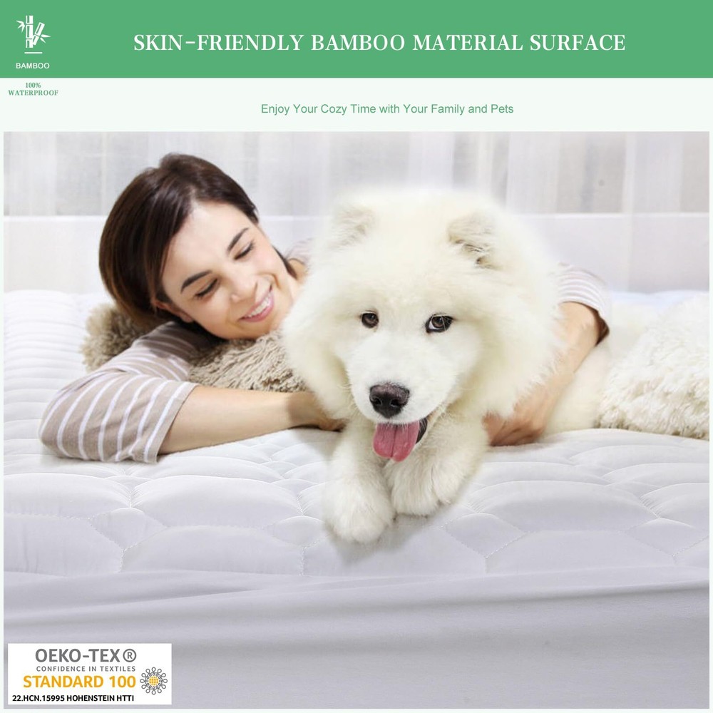 Waterproof Mattress Protector Queen Size Rayon from Bamboo Deep Pocket Mattre...