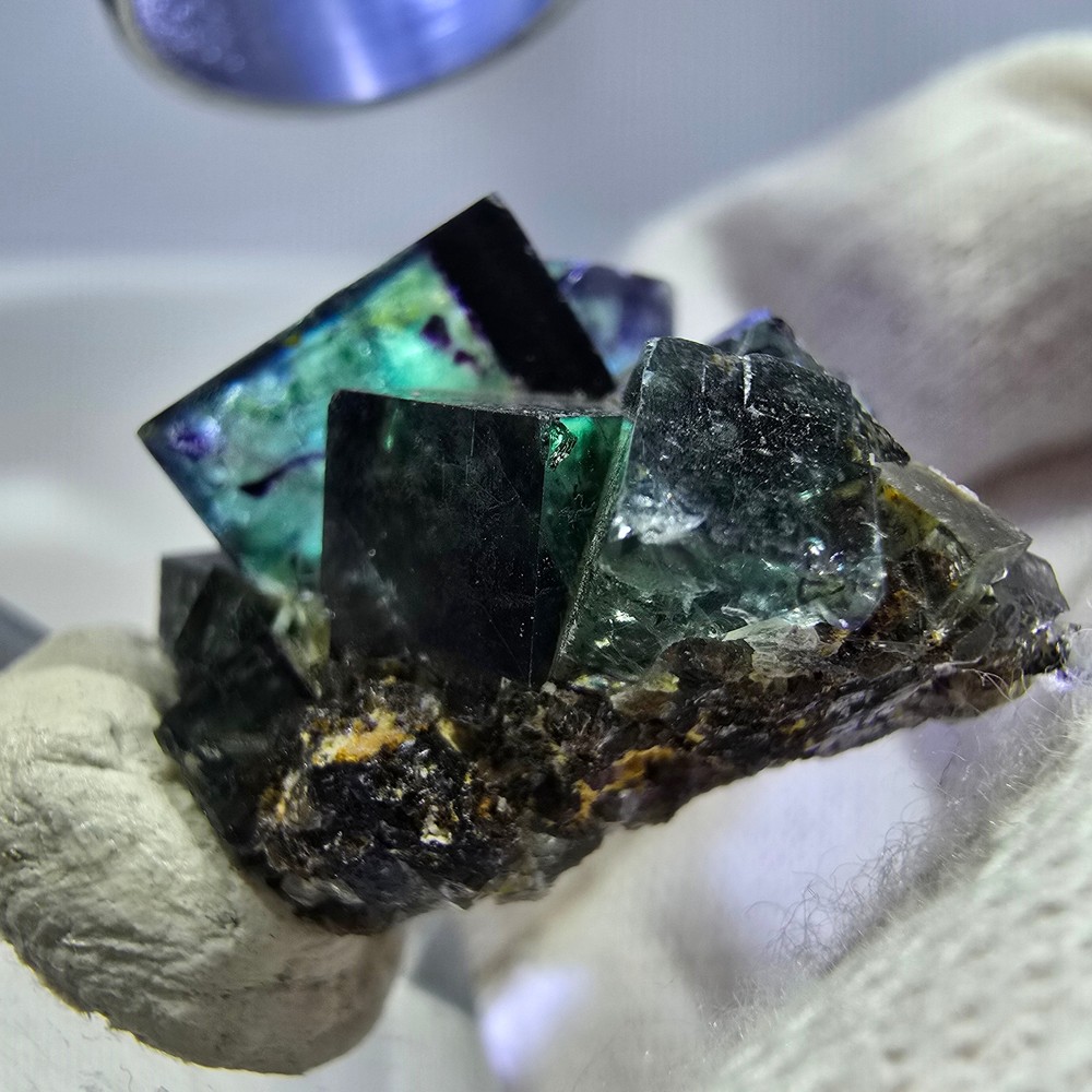 Clear Phantom Fluorite Cube Specimen zonal green purple Okorusu, Namibia