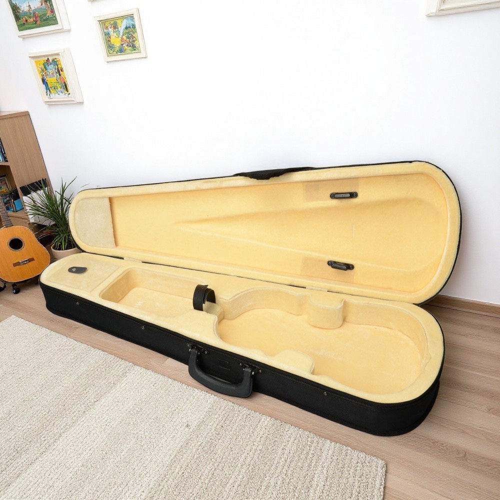 4/4 & 3/4 Violin Hardshell Case - Padded, Beige Interior, Black Exterior