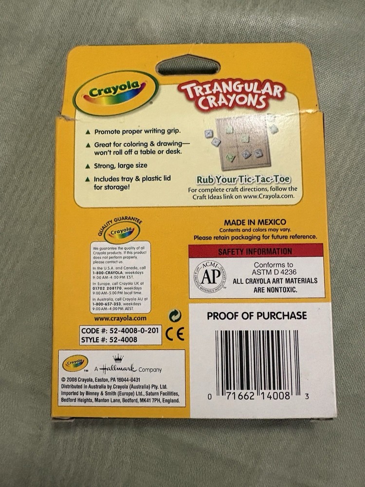Crayola Anti-Roll Triangular Crayons, 8 Classic Colors