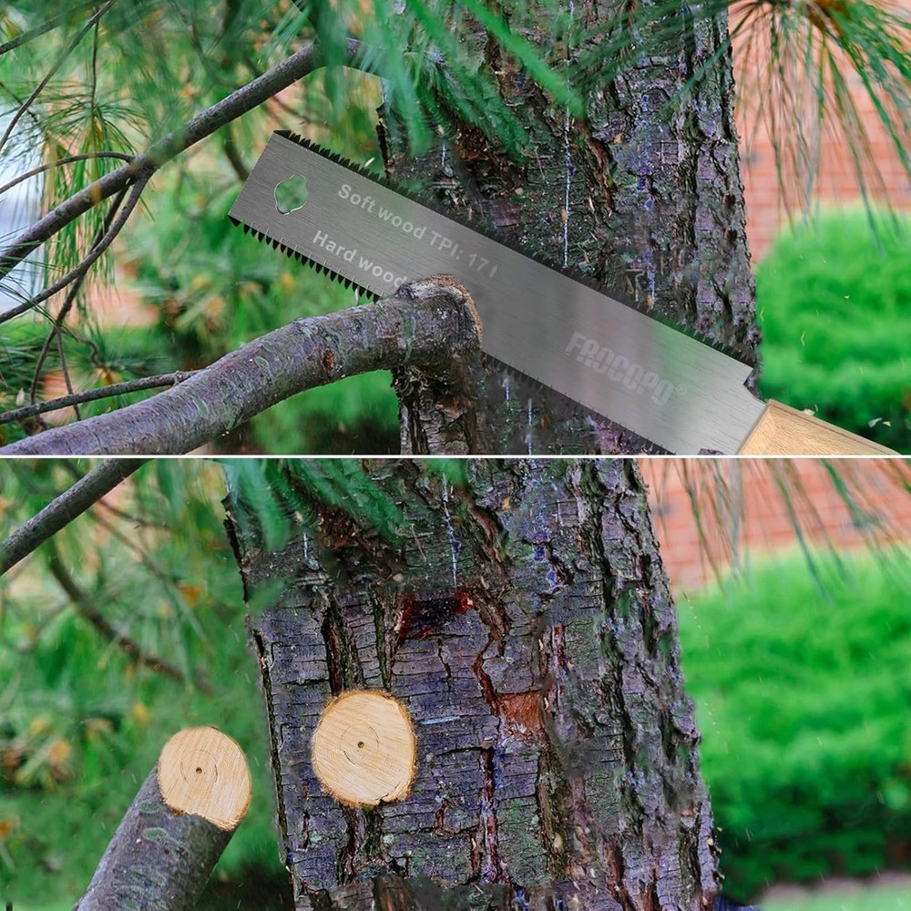 Hand Saw Woodworking Tools, Pull Saw, Flexible Double-Edge Blade 17/11 TPI