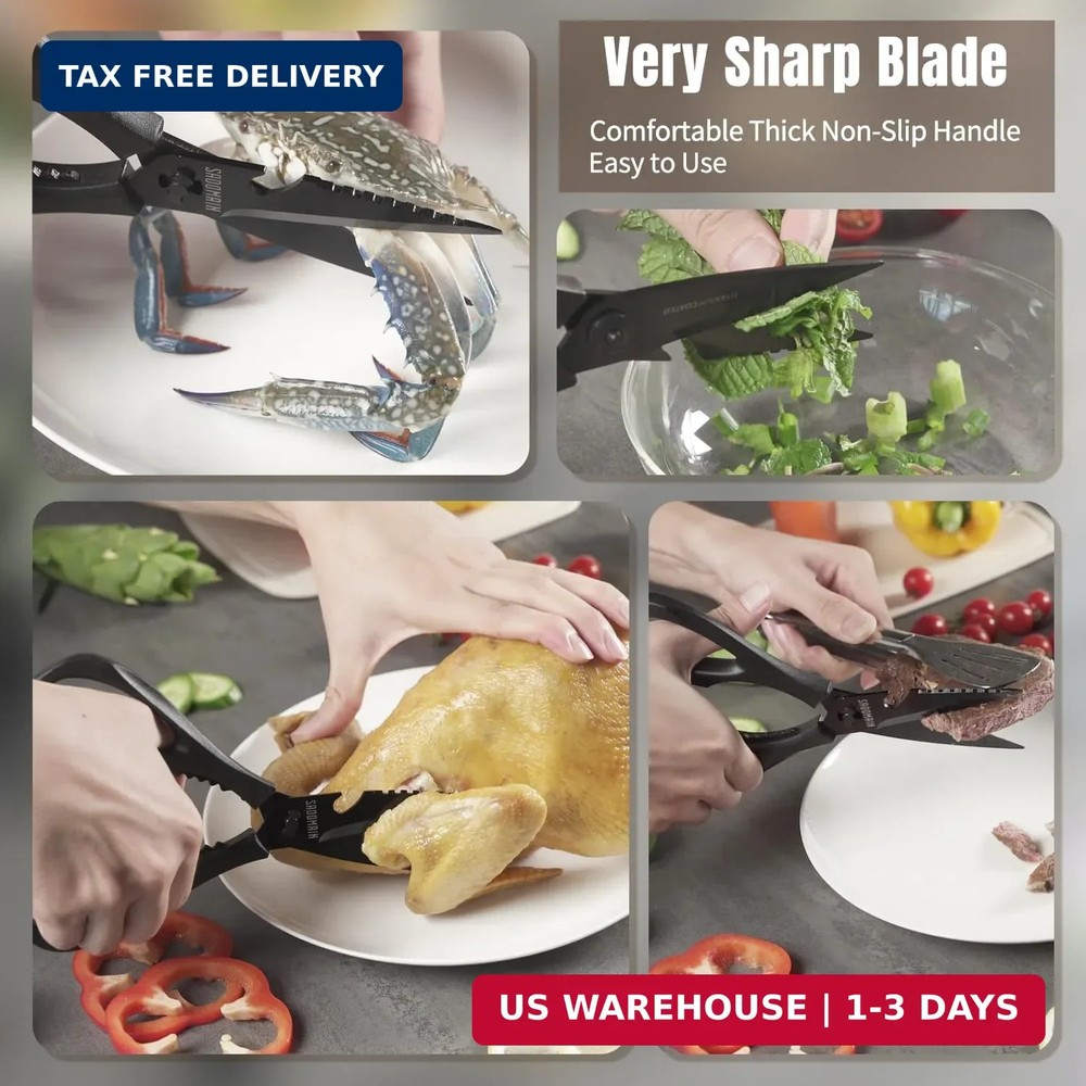 Kitchen Scissors All Purpose, Extra Sharp Kitchen Shears with Knife Sharpener &