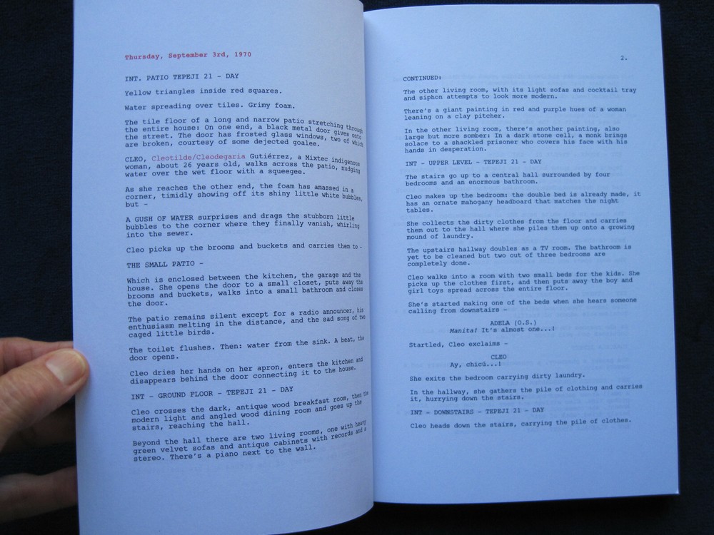 ROMA Script For Oscar Consideration Best Original Screenplay by ALFONSO CUARON