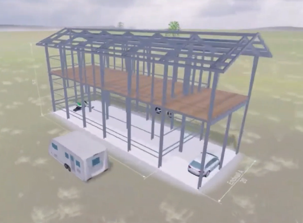 Architectural Plan Set for a Custom Designed 20 x 50 Extra Tall Steel Cabin!