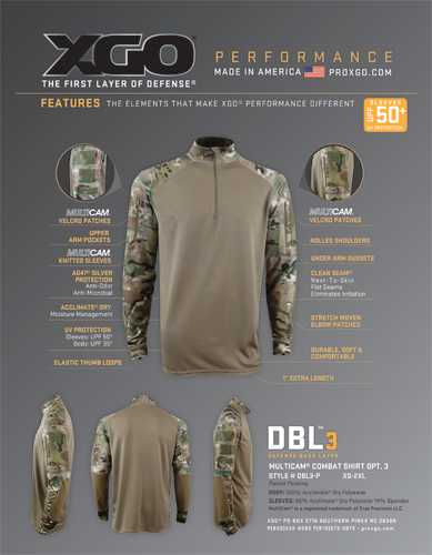 XGO DBL 3 PERFORMANCE DEFENSE BASE LAYER COMBAT SHIRT SIZE MEDIUM NEW