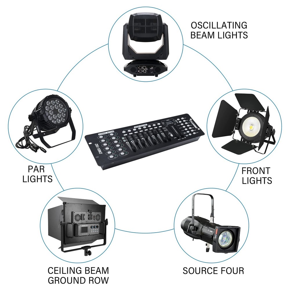 DMX 512 Controller, 192 Channel DMX Light Controller Stage Lighting Console f...