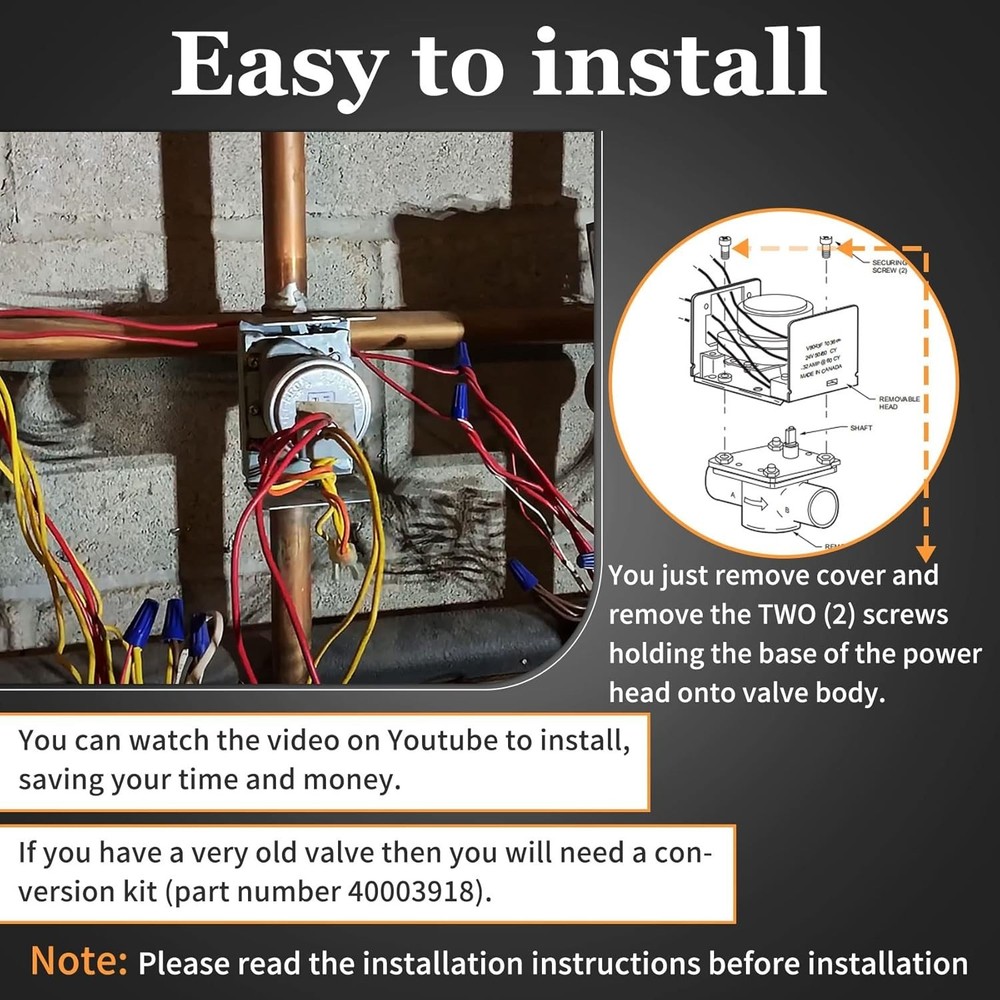 Zone Valve Replacement Head 2-Way 4-Wire 24V for Honeywell V8043E Series