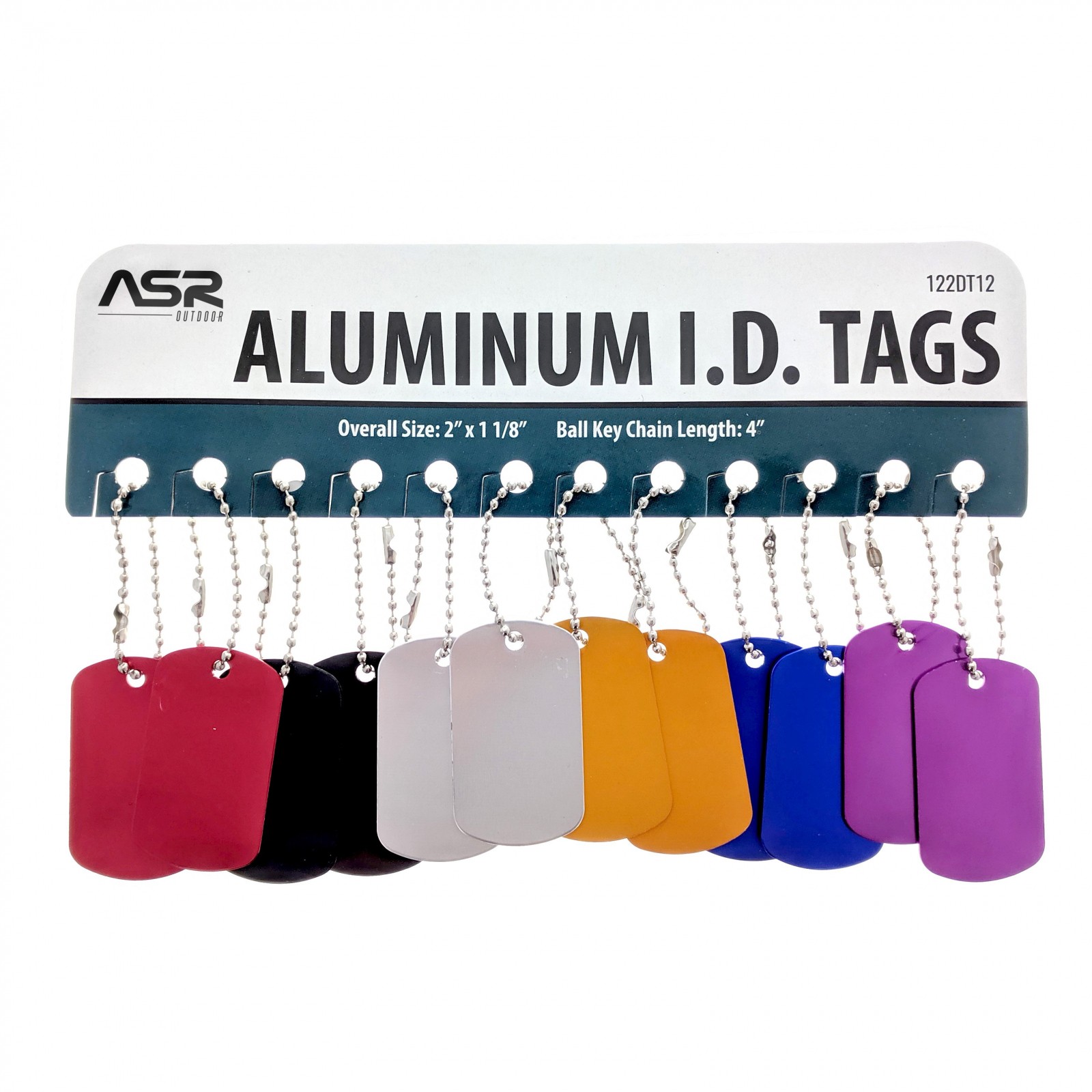 (6 Pack) Aluminum Dog Tag Military GI Blank Key Chain