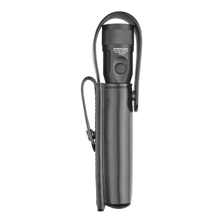DUTYMAN 2811 FLASHLIGHT HOLSTER FITS STINGER/STINGER XT PLAIN BLACK SILVER SNAP