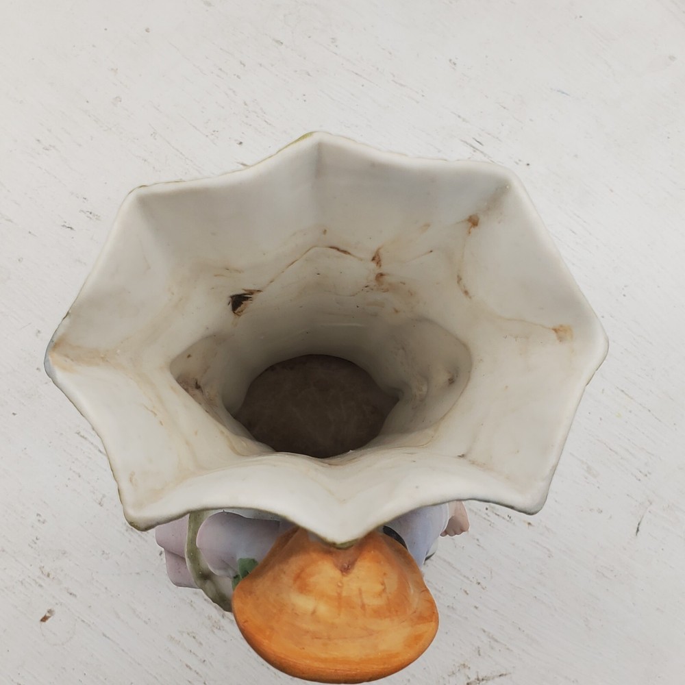 Vintage Blue Ceramic Girl Vase
