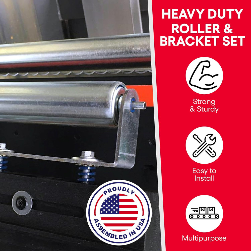 Ultimation Pack of 2 | 16" Long Roller & Bracket Set |1.5" Diameter | Galvanized