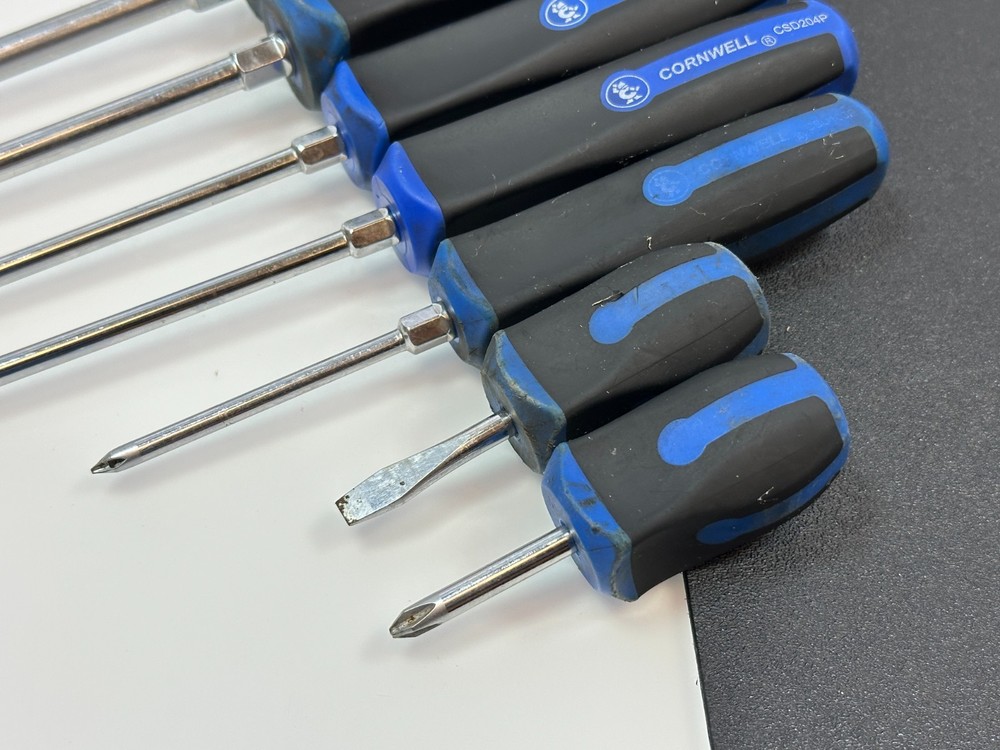Cornwell Tools 7pc Classic Square Blue Soft Grip Screwdriver Set Phillips & Flat
