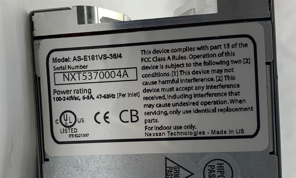 Nexsan E-Series AS-E181VS-36/4 18-Bay SAN Storage Array*No HDD* w/ 2*Controller