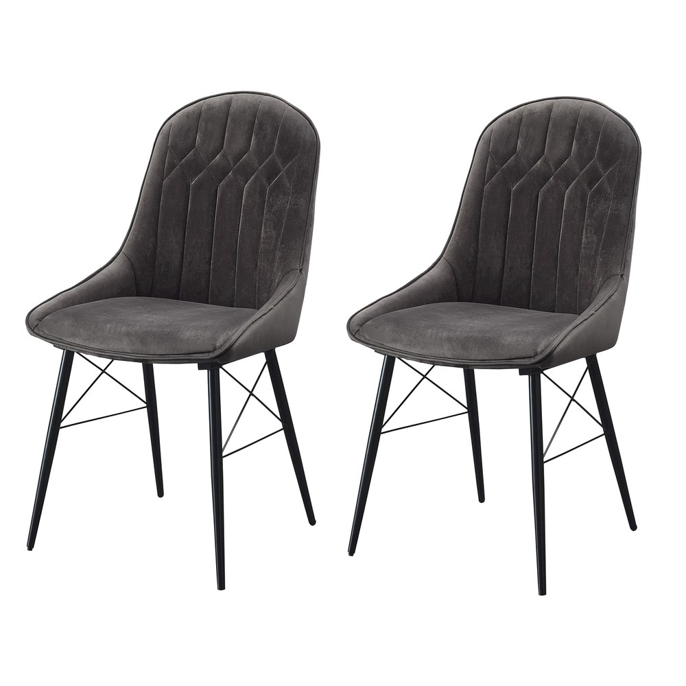 Grey and Black Tufted Back Dining Chairs