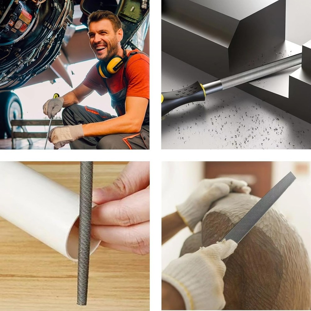 Complete 3PCS 8-Inch Metal File Set - Flat, Round & Half-Round Performance Tools