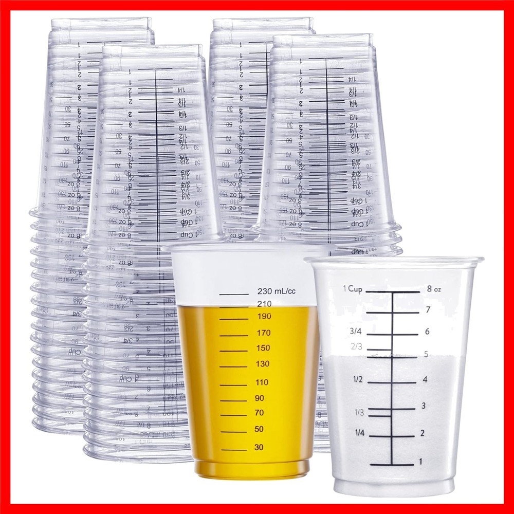 10 oz Clear Plastic Measuring [25 Count] Disposable Multipurpose for Baking, ...