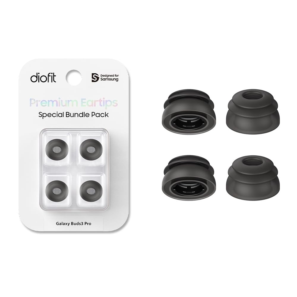 Premium Multi-Flange Eartips for Galaxy Buds3 Pro (Black, Medium, Black