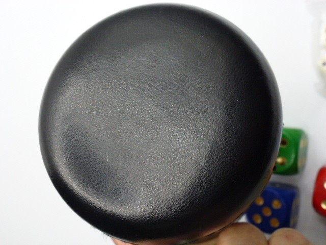 Vintage Stitched Leather Dice Cup – Ribbed Interior, Rounded Bottom, with DICE