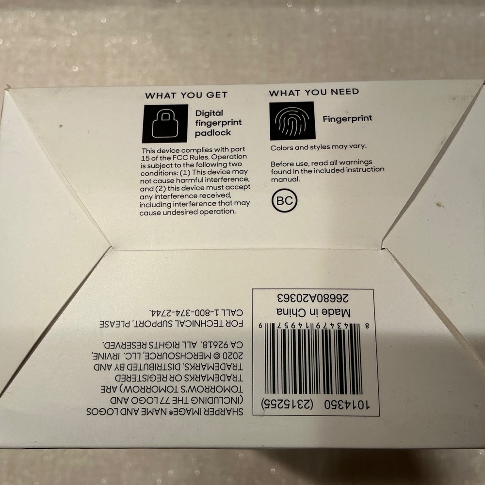 Sharper Image DIGITAL FINGERPRINT PADLOCK, Black.