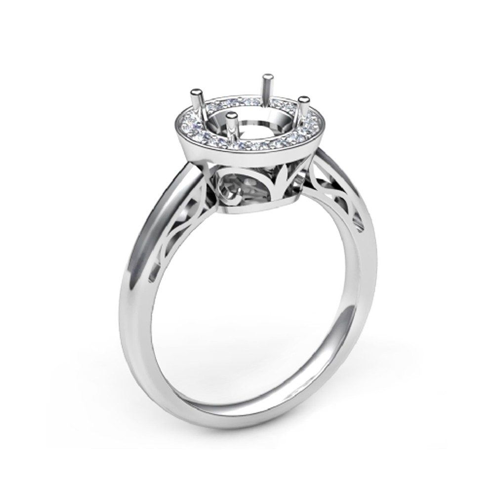 Ring Setting Round 7mm 925 Sterling Silver Semi Mount Ring Setting Blank Ring