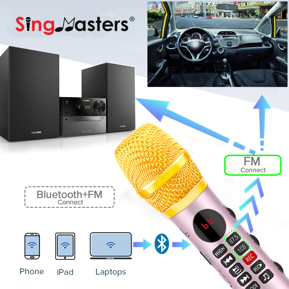 Karaoke Microphone Machine Wireless Speaker SingMasters SM30 CarPool,Bluetooth
