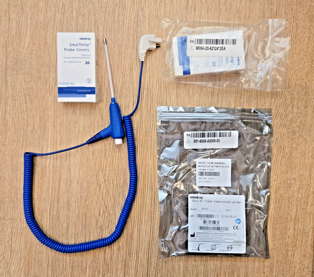 Mindray 115-062403-00 Temperature module, 115-059384-00 holder, probe Accutorr 7