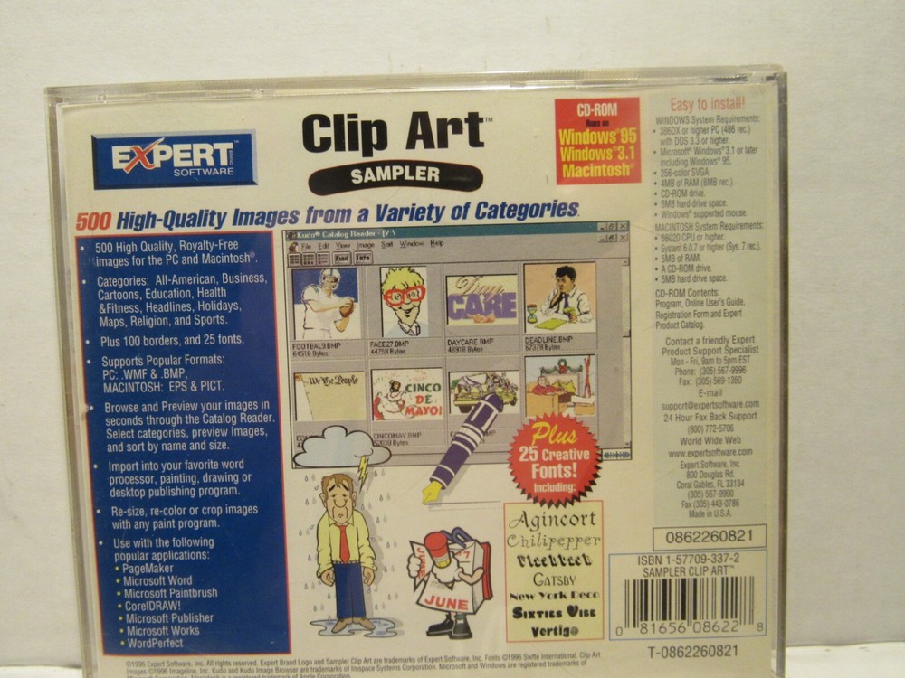 Vintage - EXPERT Clip Art CD-ROM Computer Software - Drivers Utilities *SAMPLER*