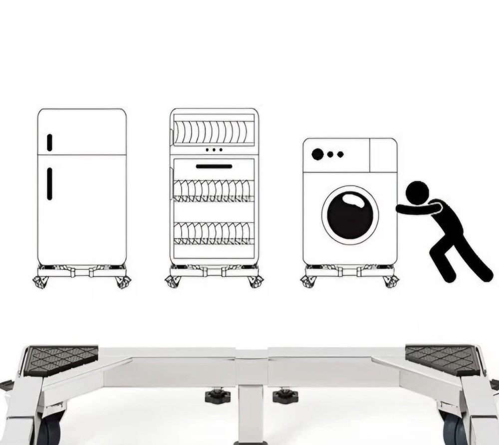 Versatile Mobile Base Stand for Appliances with Rubber Wheels