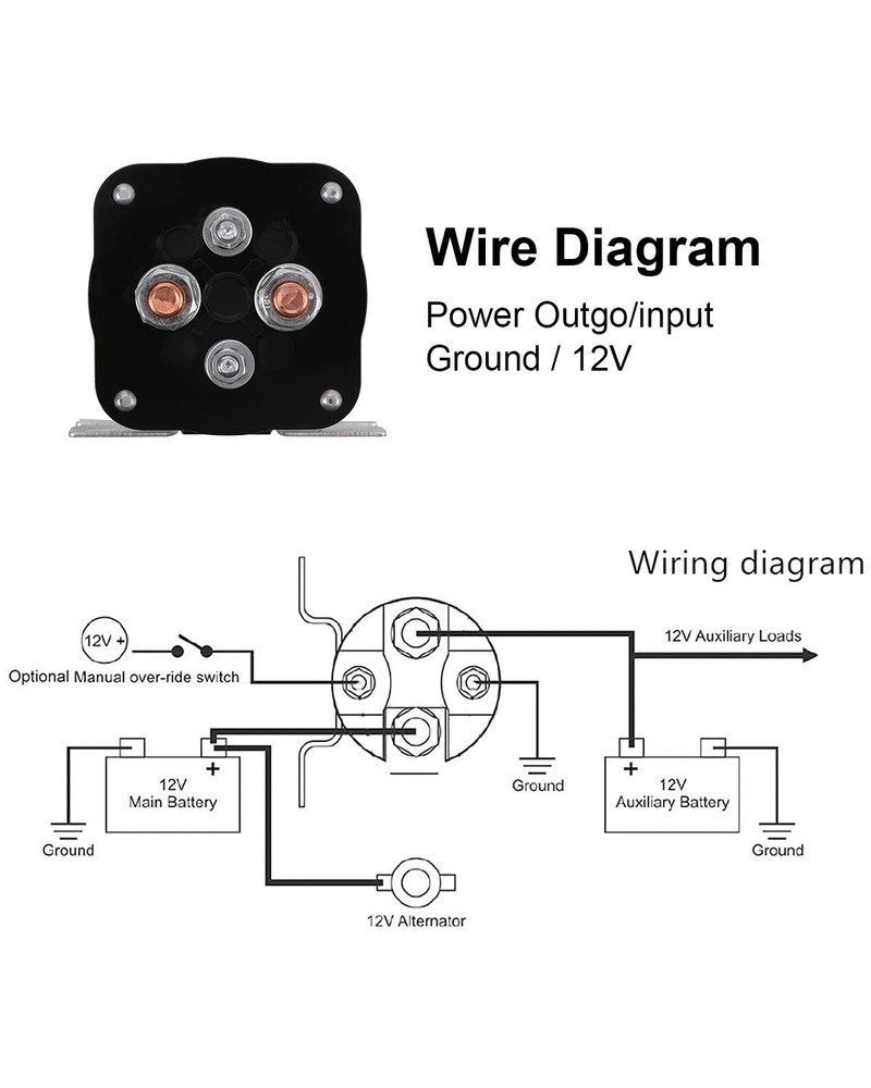 500A Battery Isolator Relay 12V for Mobile Audio Continuous Disconnect