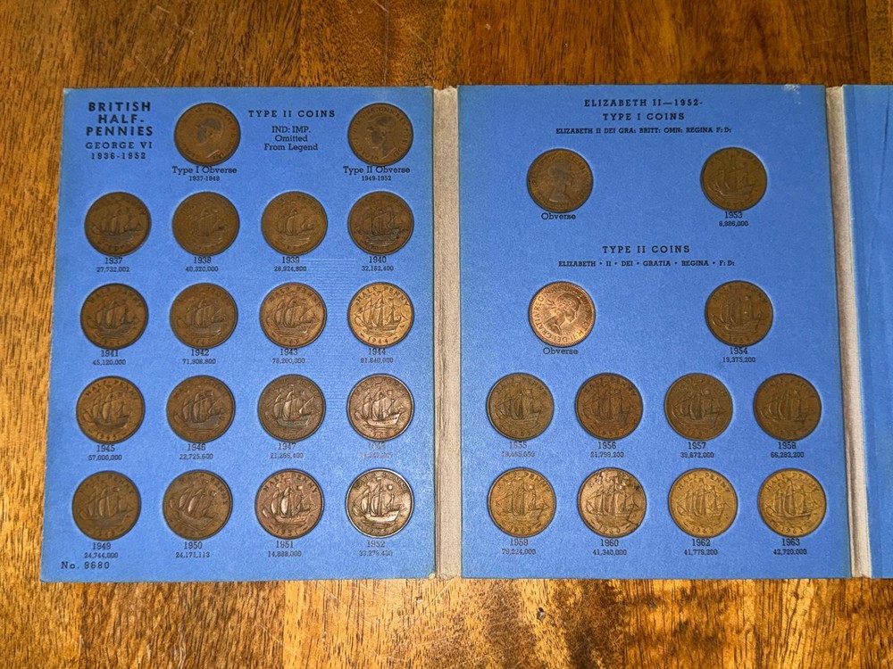 Great Britain Half Pennie Whitman Folder 1937-1967