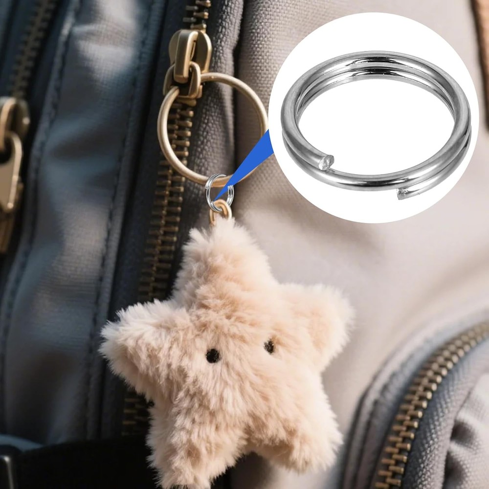 300Pcs 1/4" Small Split Ring for Keychains, Stainless Steel Double silver